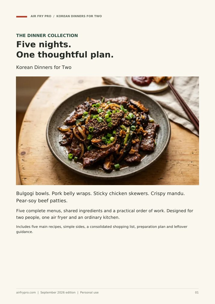 Cover of Korean Dinners for Two, featuring bulgogi