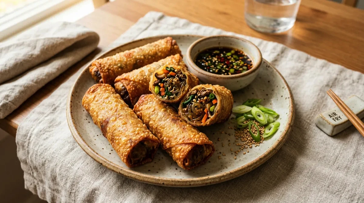 Air Fryer Japchae Spring Rolls
