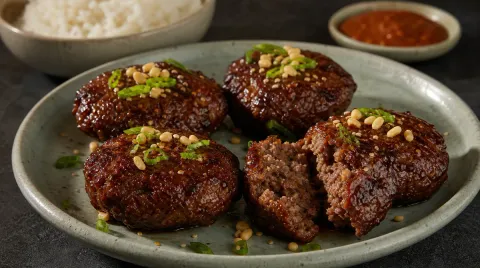 Tteokgalbi-style beef patties