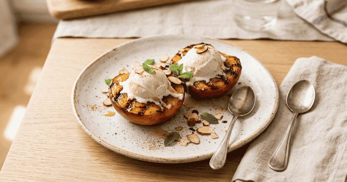 Air Fryer Peaches with Ice Cream — AirFry Pro